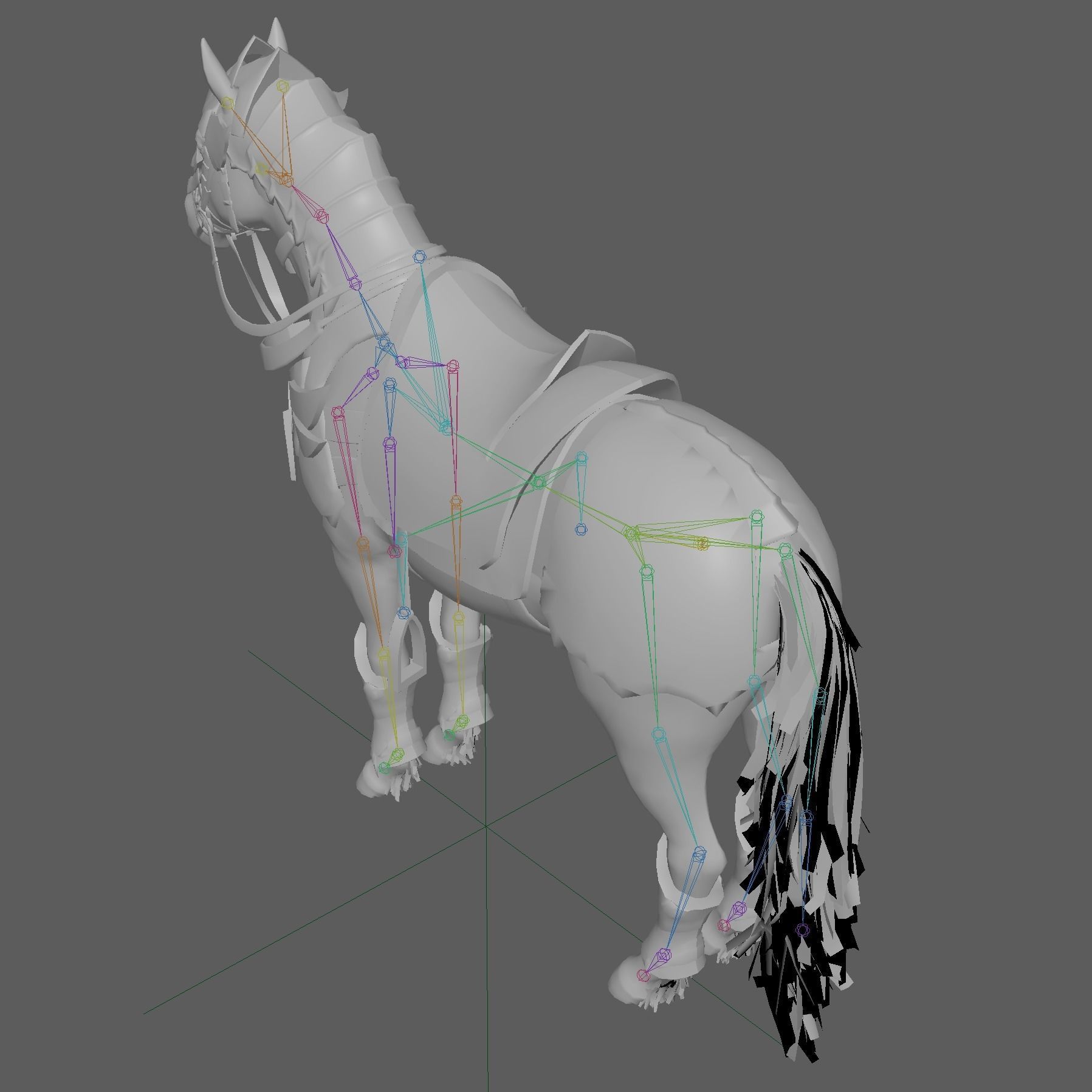 Knight Armored Horse Rig Low-poly 3D model_9