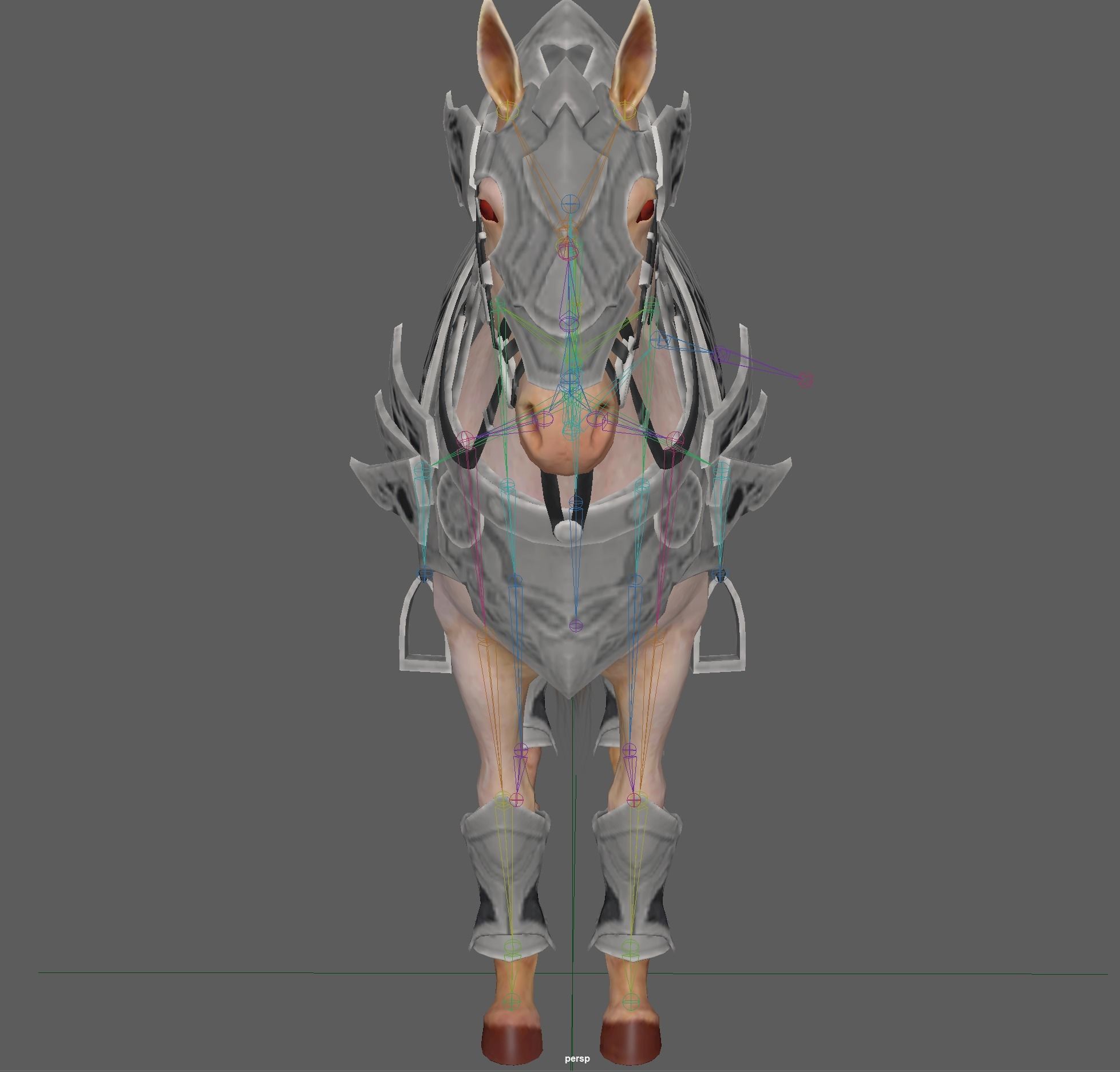 Knight Armored Horse Rig Low-poly 3D model_14