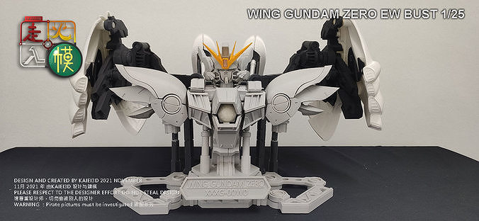 1per25 Wing Gundam Zero bust  3D print model