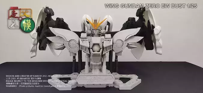 1per25 Wing Gundam Zero bust  3D print model