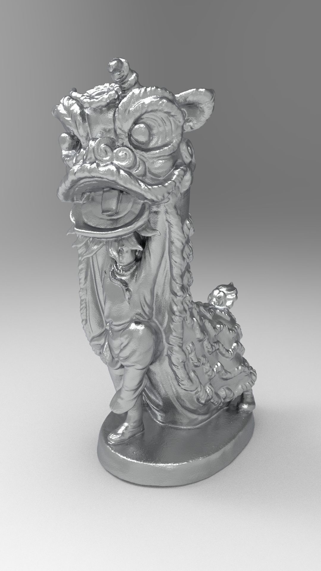 Lion dance 3D print model_9