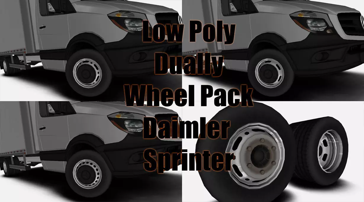 Dually Wheels Pack for Mercedes Sprinter Low-poly 3D model_0