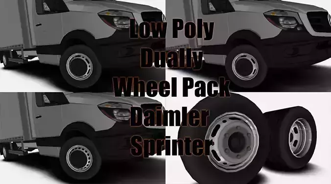 Dually Wheels Pack for Mercedes Sprinter Low-poly 3D model