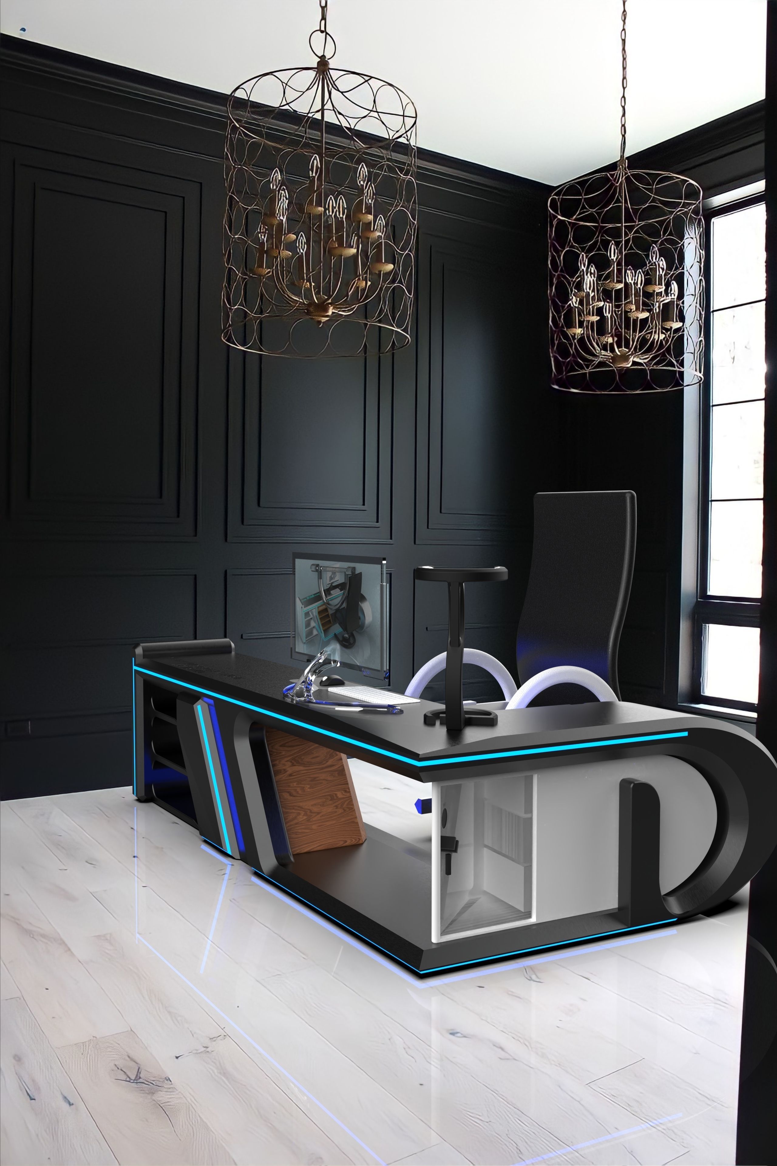 Futuristic WorkSpace 3D model_3