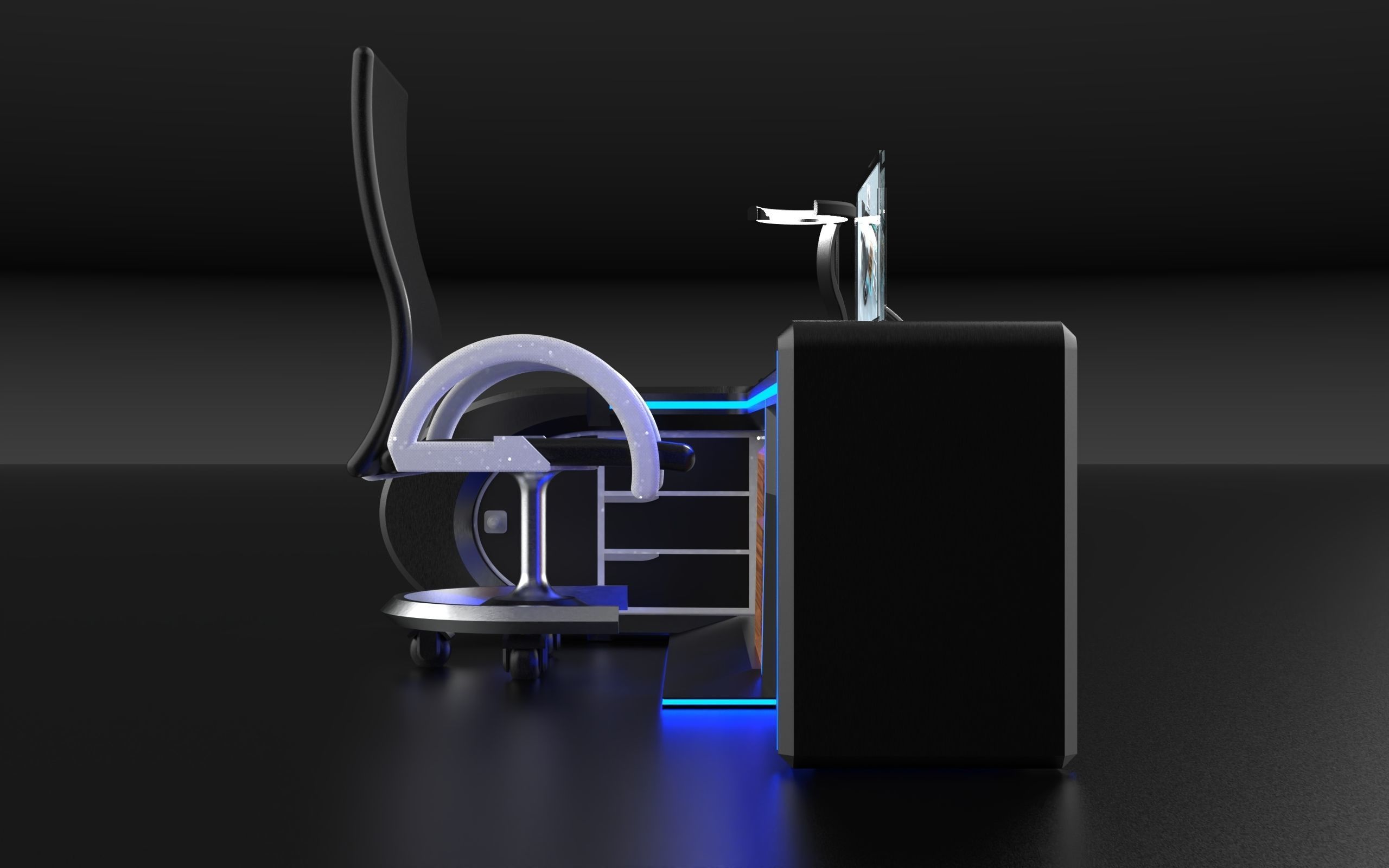 Futuristic WorkSpace 3D model_36
