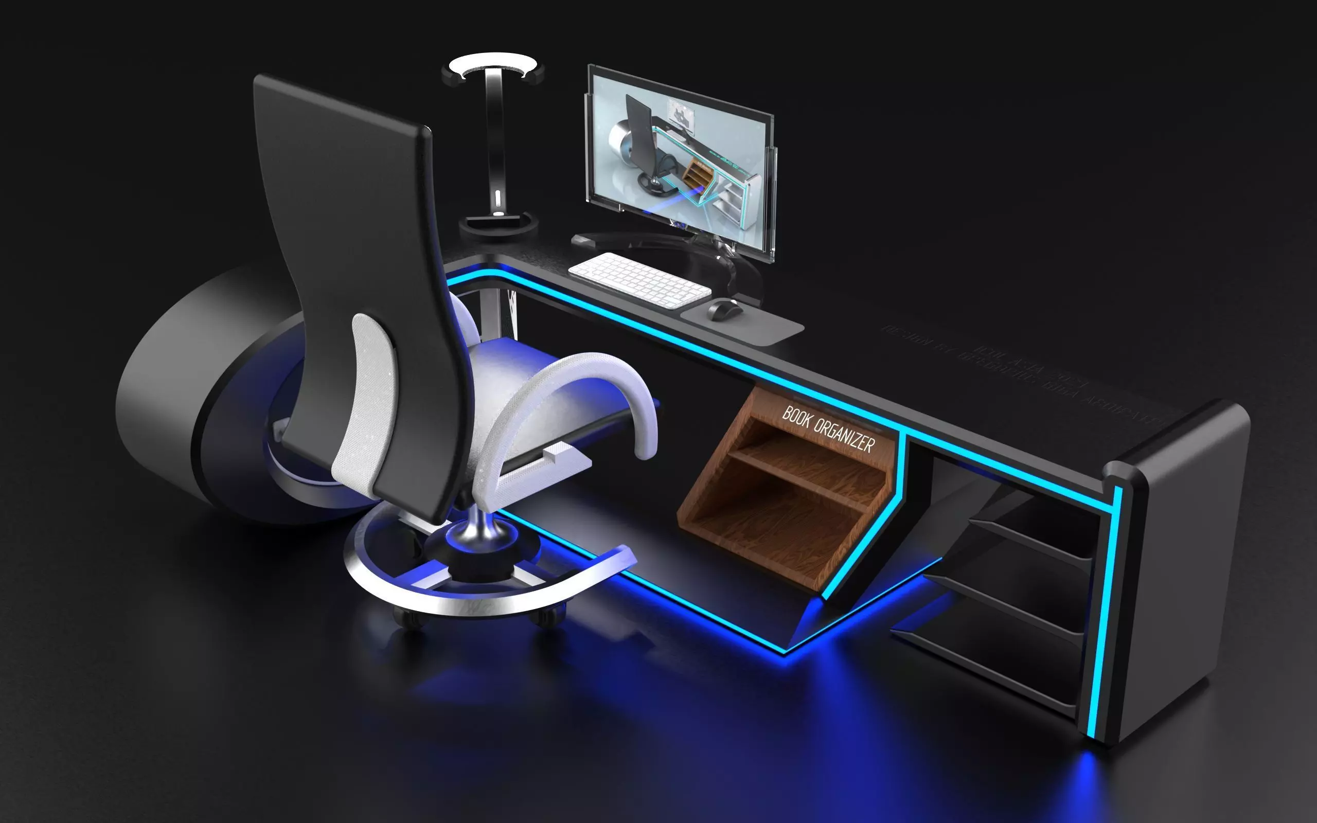 Futuristic WorkSpace 3D model_0