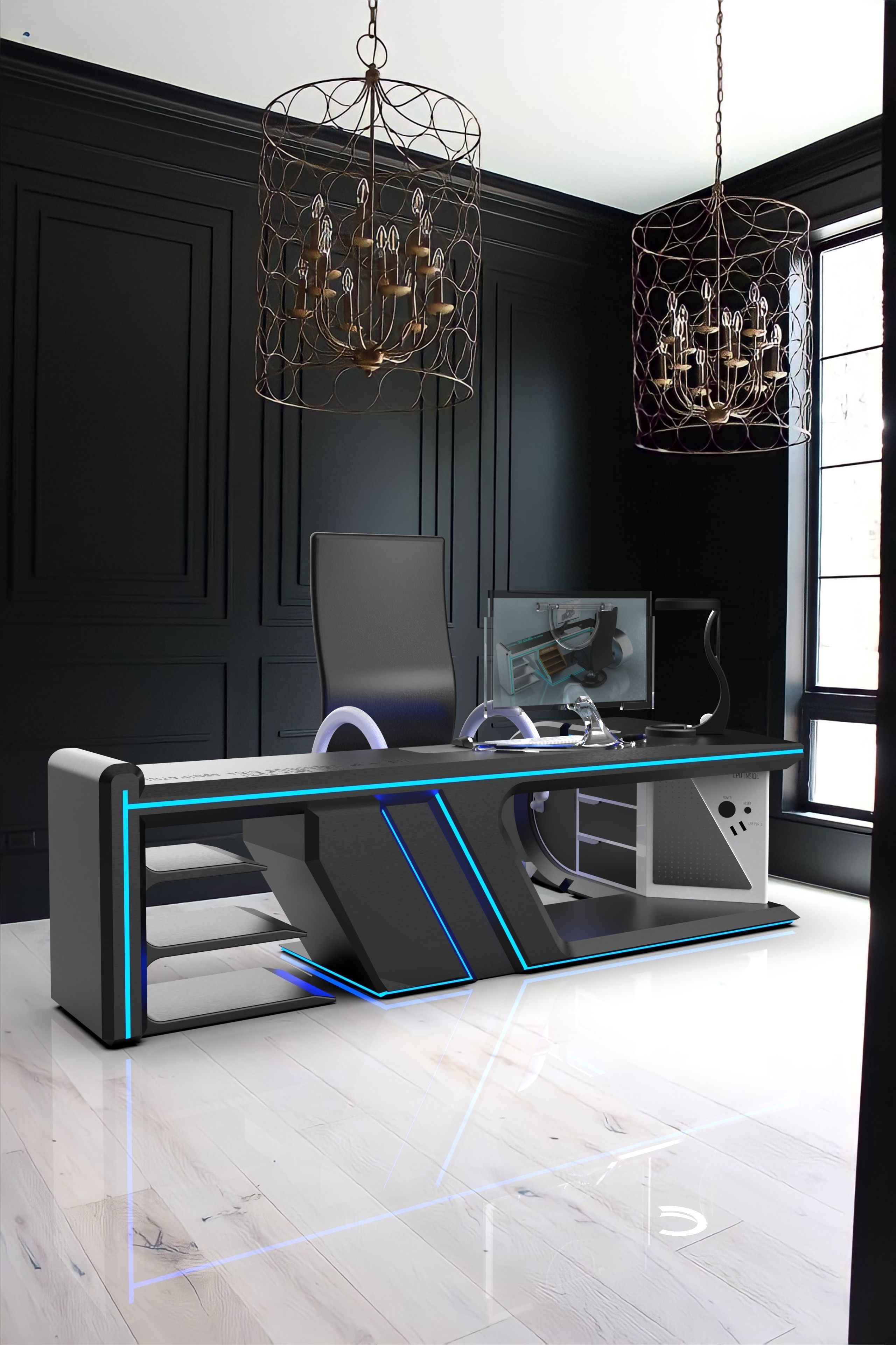 Futuristic WorkSpace 3D model_2