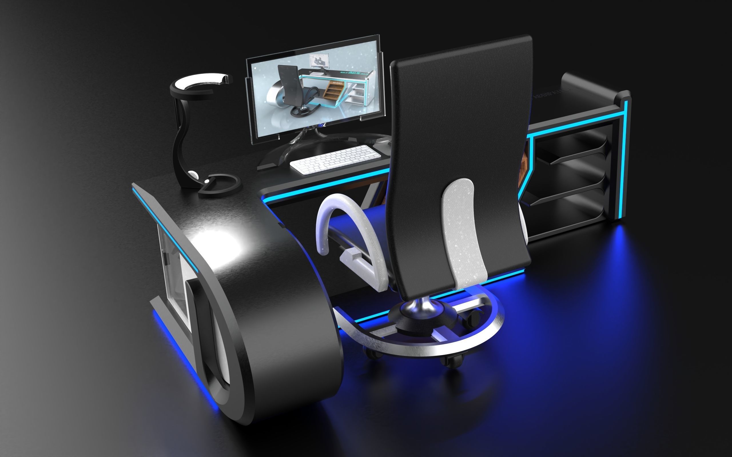 Futuristic WorkSpace 3D model_32