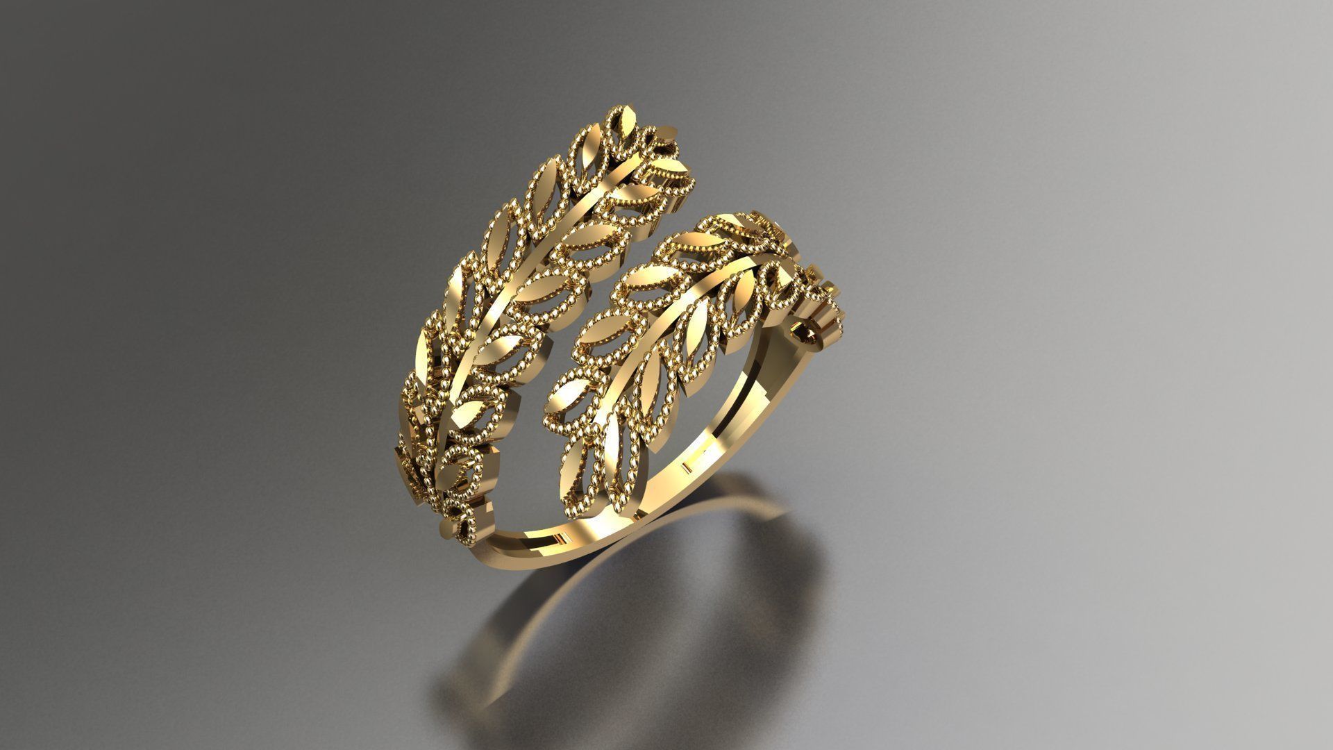 rings-collection gold ring with flower design 3D print model_11