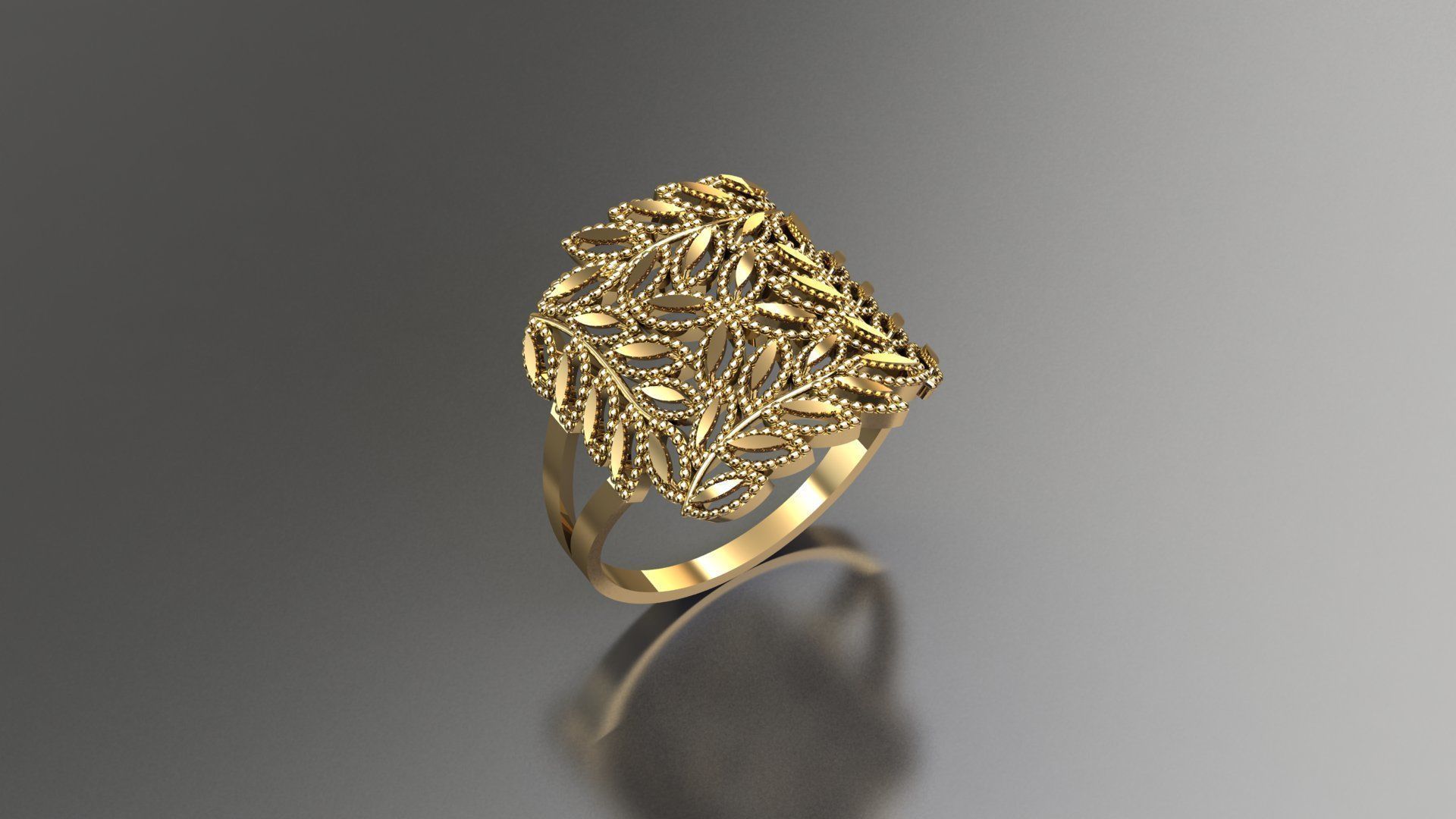 rings-collection gold ring with flower design 3D print model_5