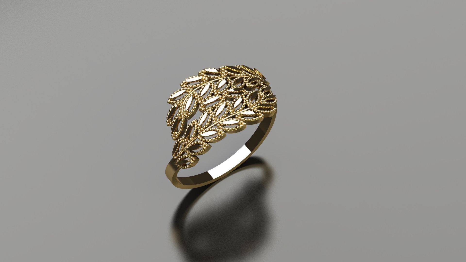 rings-collection gold ring with flower design 3D print model_6