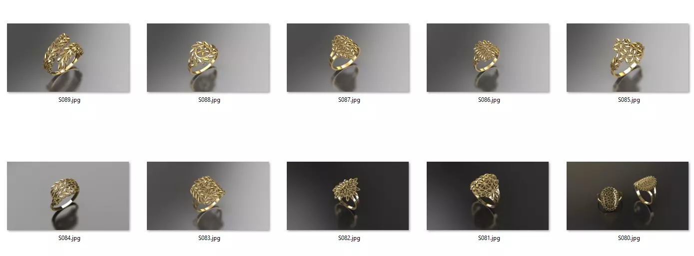 rings-collection gold ring with flower design 3D print model_0