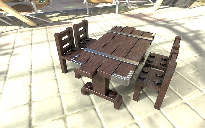 a table and chair 3D model