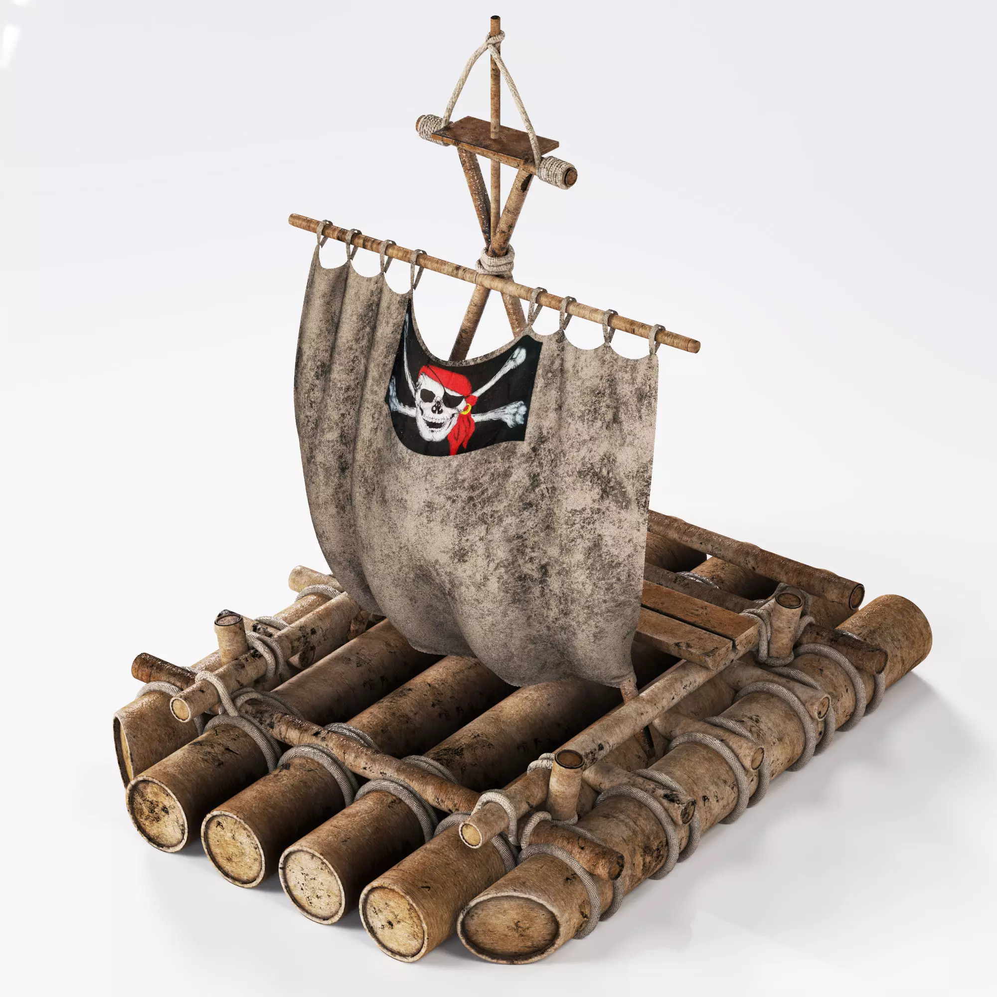 old boat design Low-poly 3D model_0