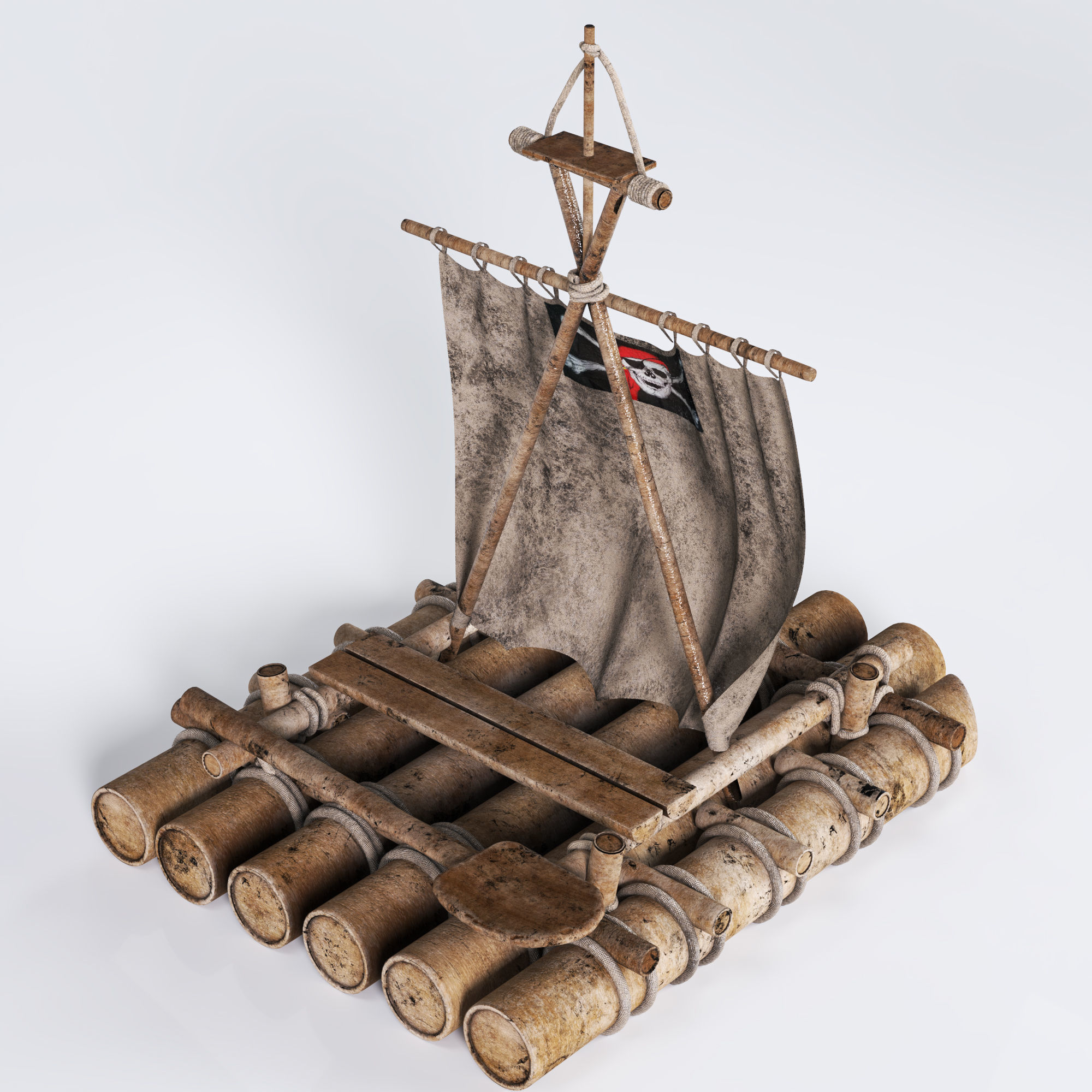 old boat design Low-poly 3D model_1