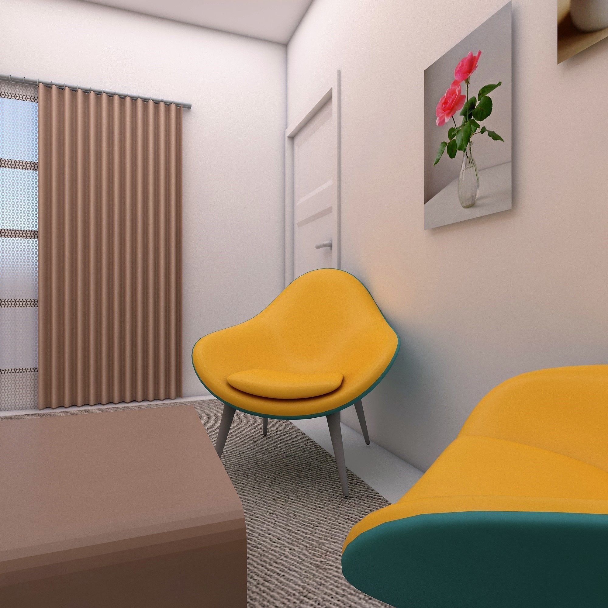 Bedroom modern with walls and accents 3D model_7