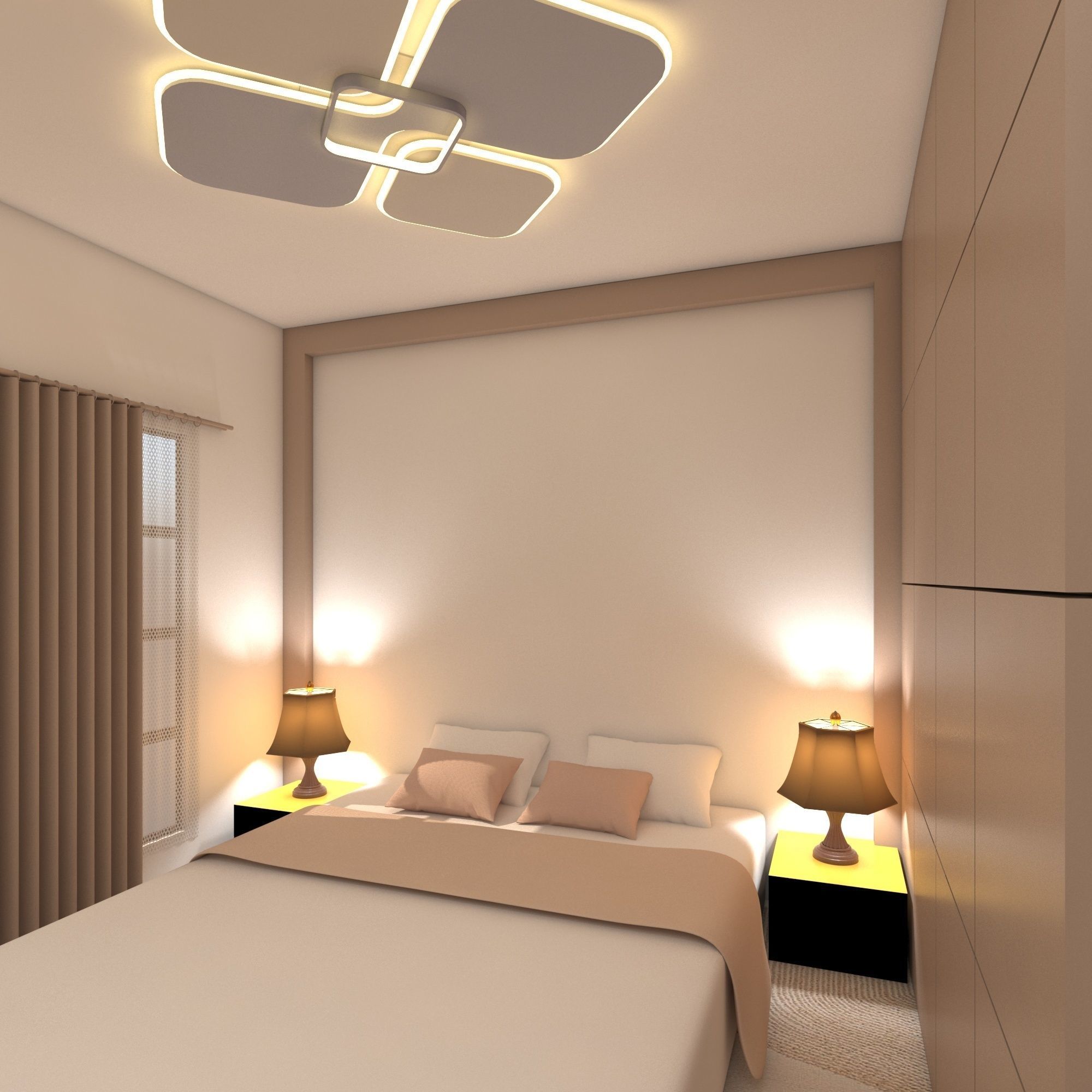 Bedroom modern with walls and accents 3D model_5