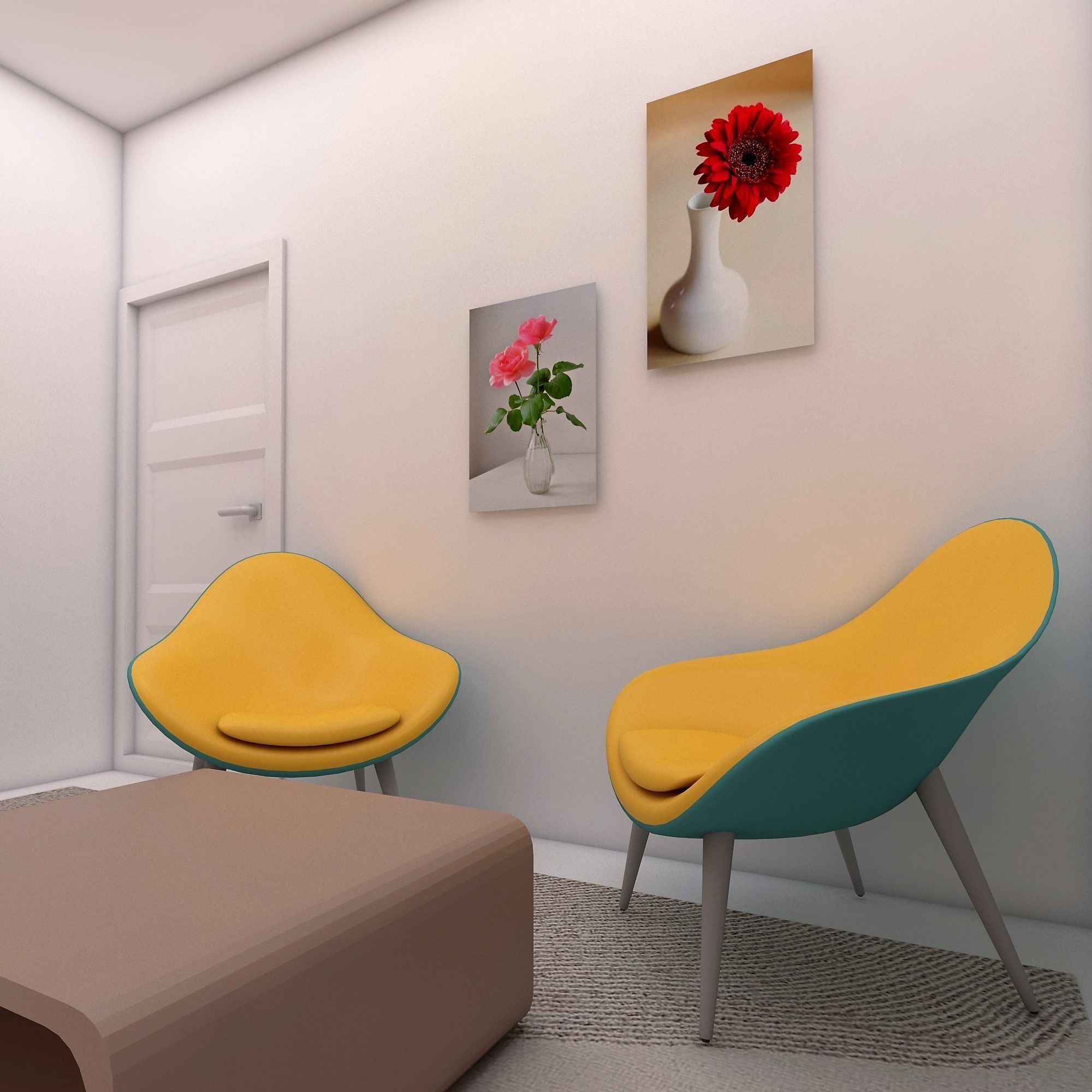 Bedroom modern with walls and accents 3D model_8