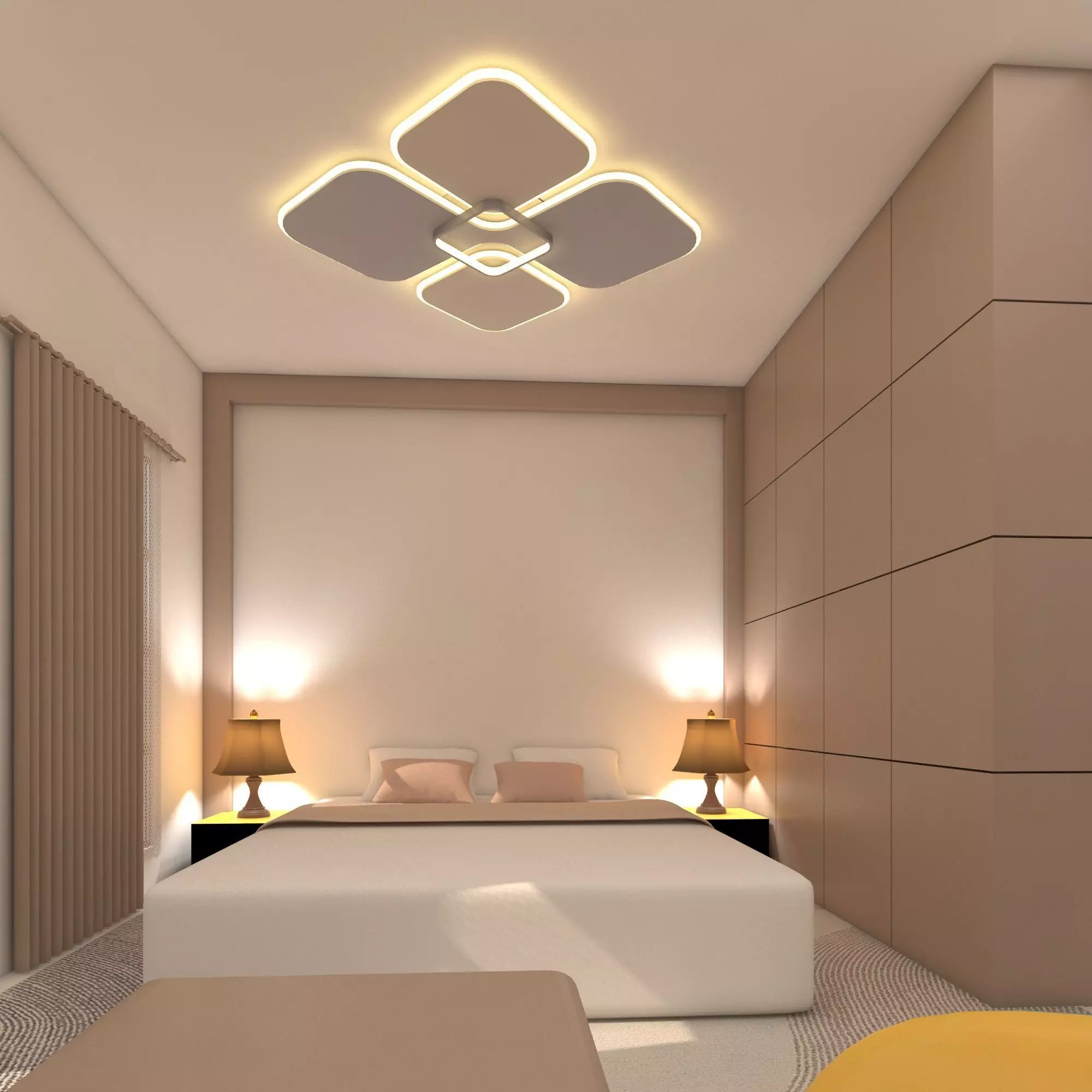 Bedroom modern with walls and accents 3D model_0