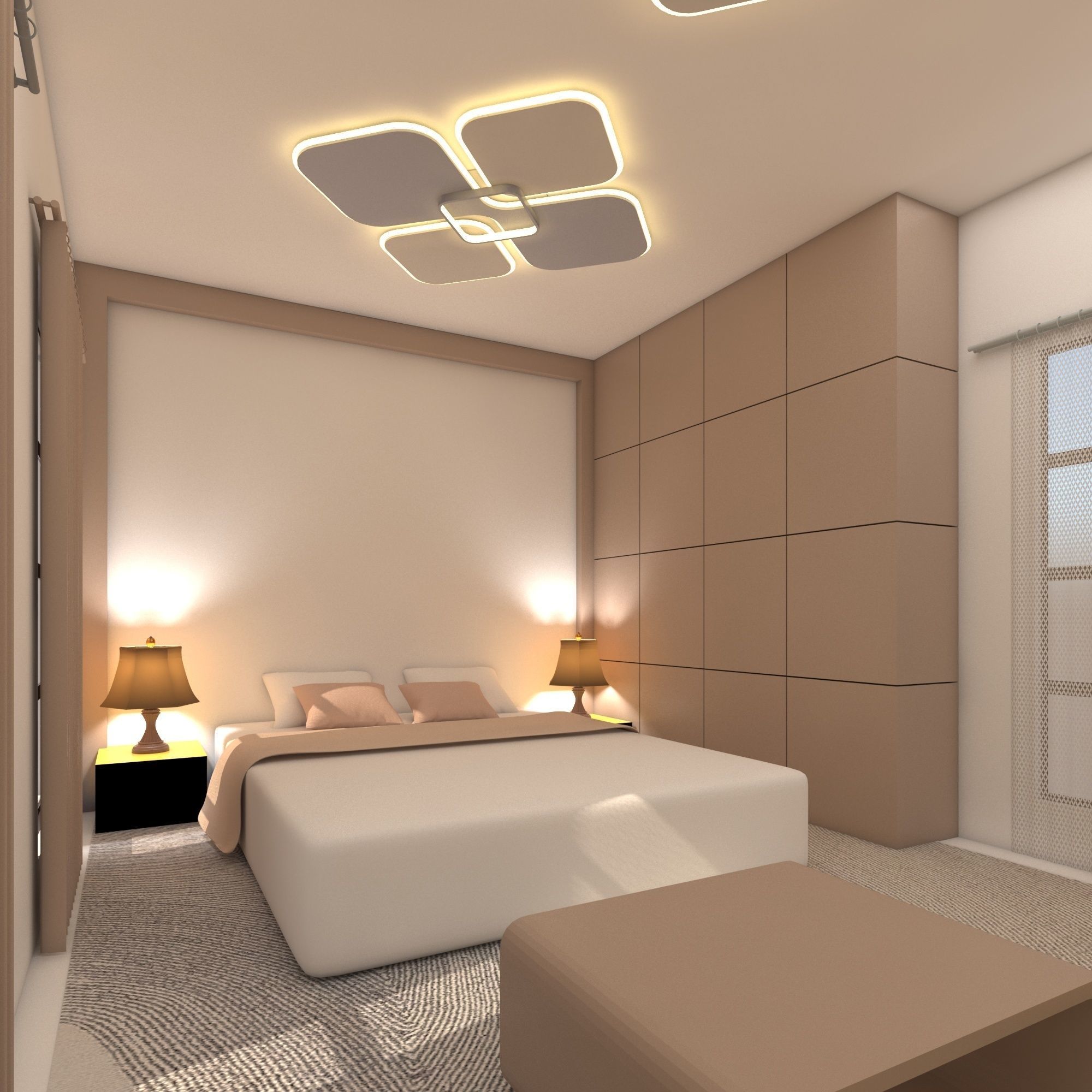 Bedroom modern with walls and accents 3D model_1