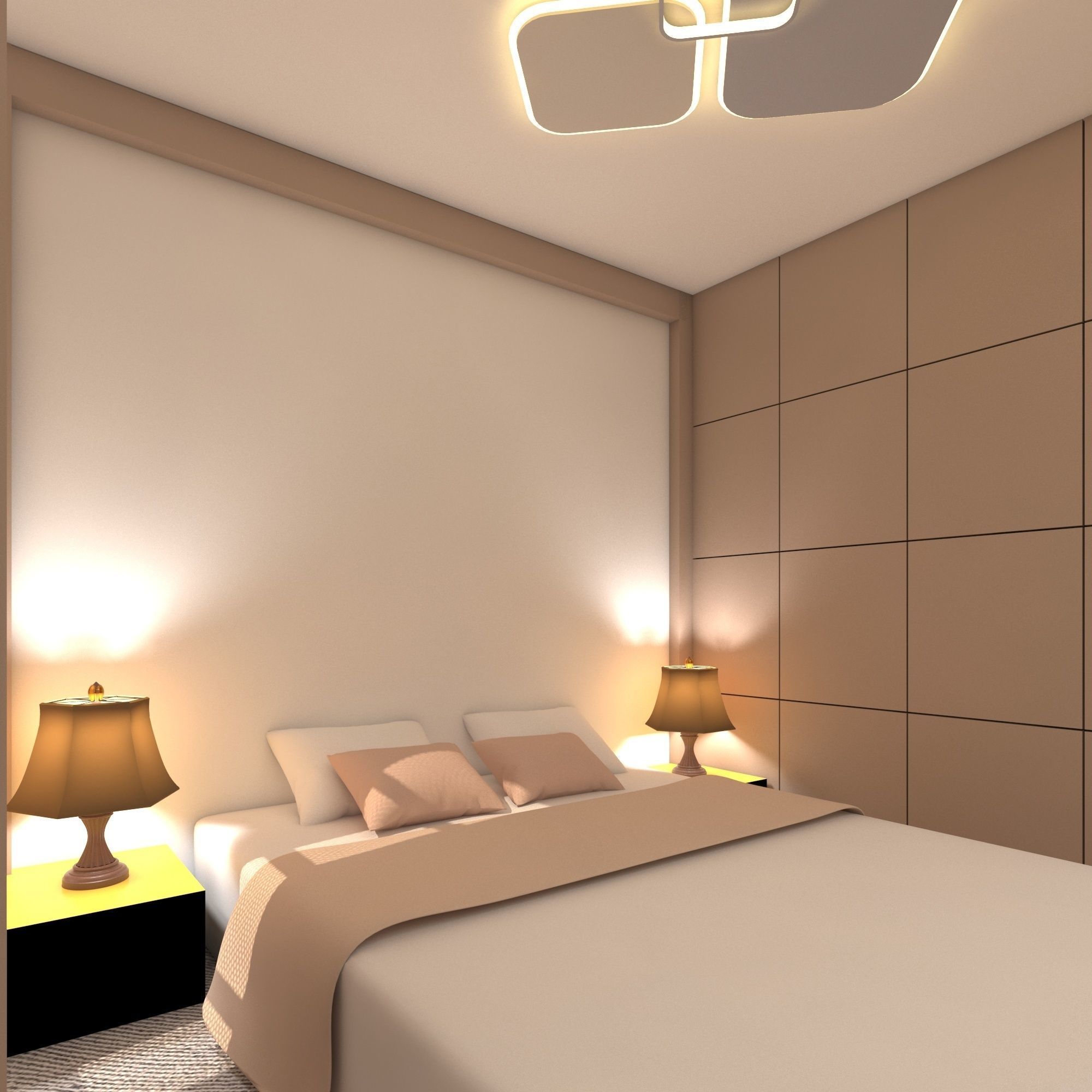 Bedroom modern with walls and accents 3D model_3