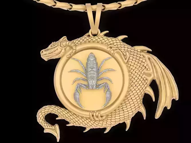 Scorpion dragon pendant jewelry Gold silver necklace