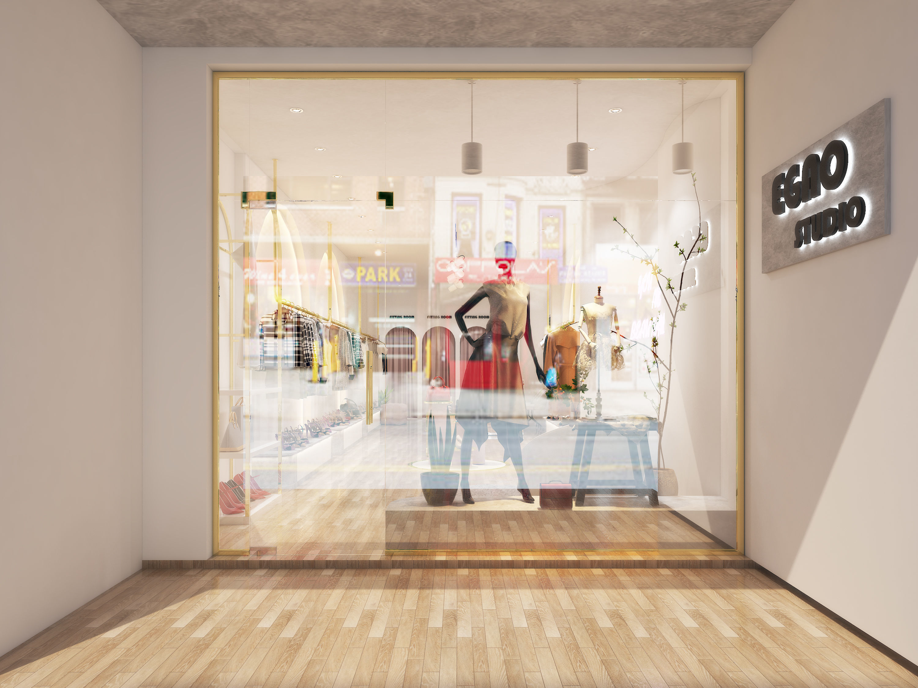 Outlet store fashion shop Low-poly 3D model_4