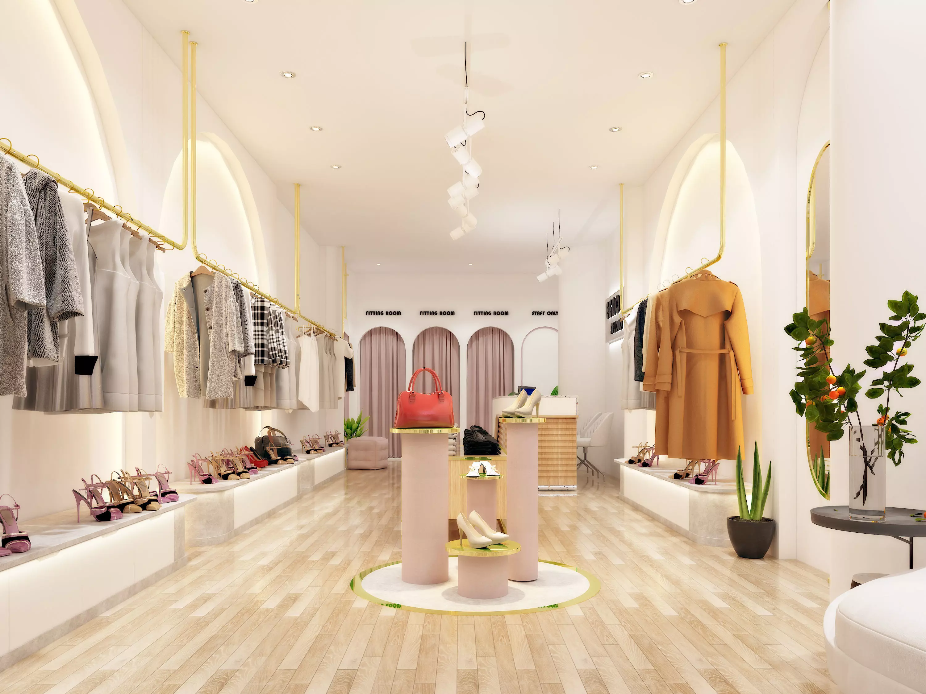 Outlet store fashion shop Low-poly 3D model_0