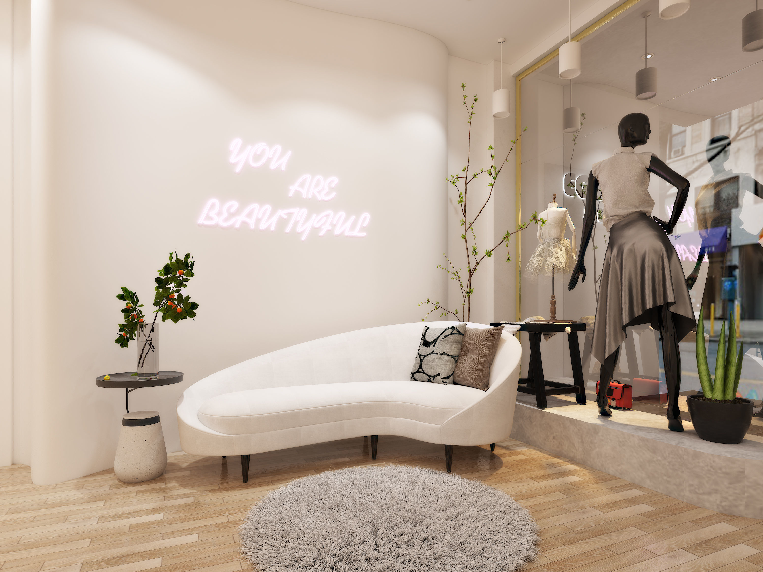 Outlet store fashion shop Low-poly 3D model_2