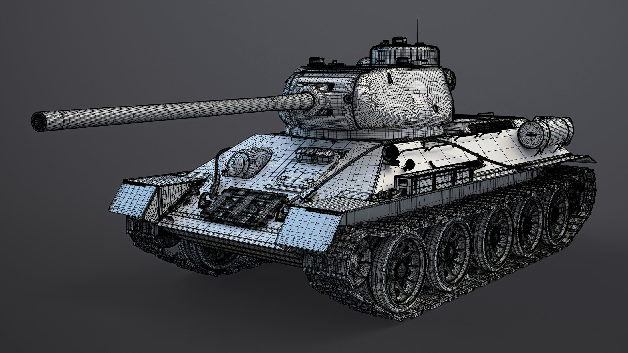 T-34-85 High-Poly tank 3D model_12