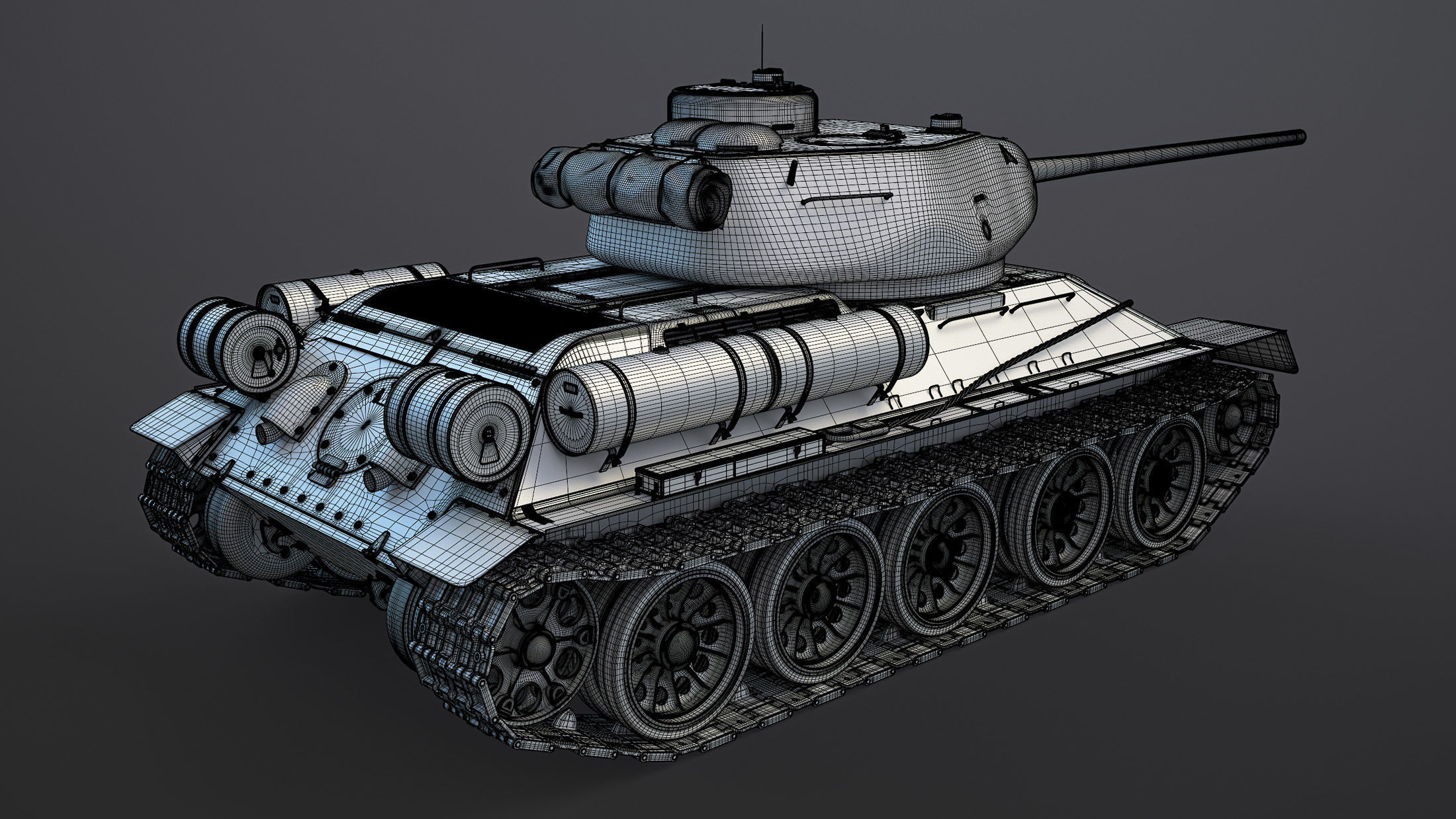 T-34-85 High-Poly tank 3D model_13