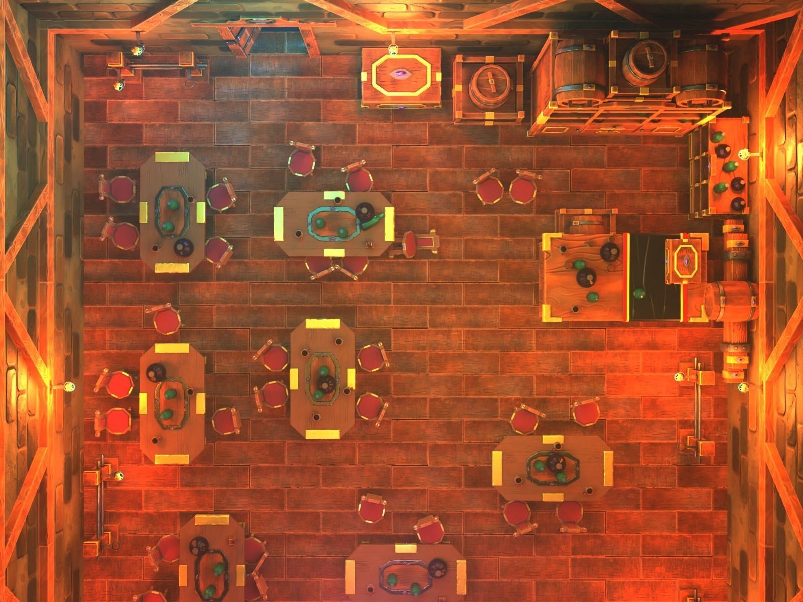 Medieval Bar Interior Kit Low-poly 3D model_6