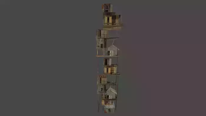 Old wooden broken House 3D Model 
