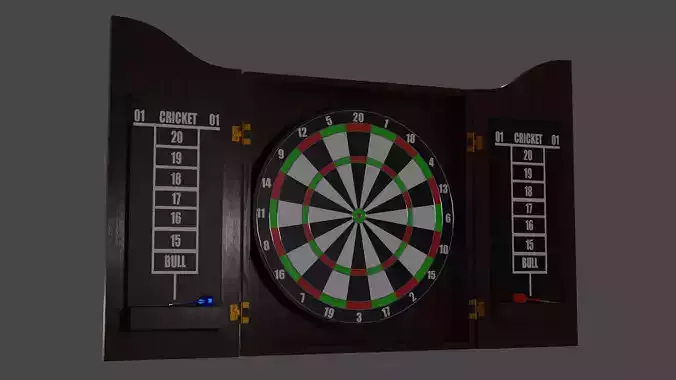 DartBoard dart board and darts Low-poly 3D model