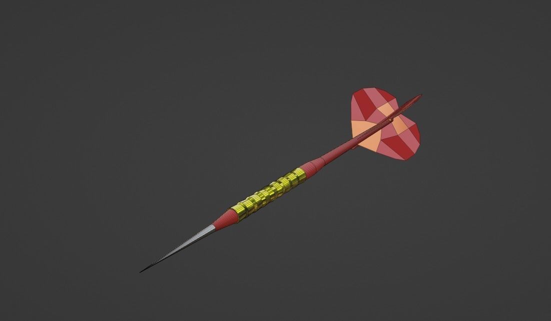 DartBoard dart board and darts Low-poly 3D model_5