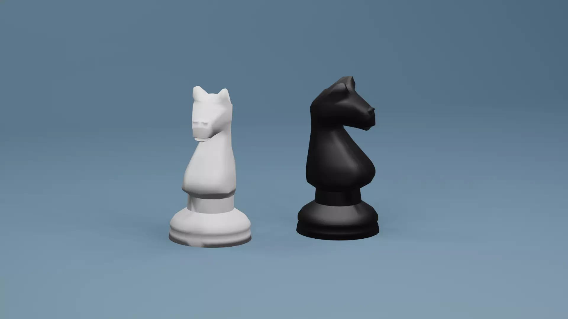 Black and white knight chess pieces 3D print model