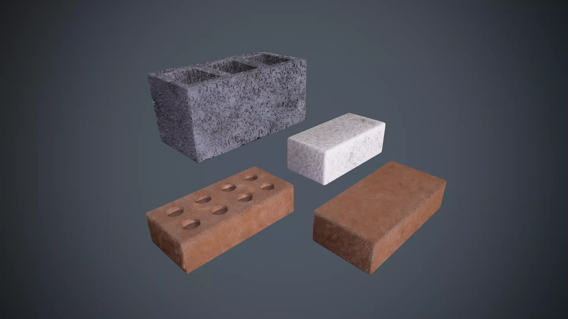 Brick modular kit Lowpoly pack of bricks blocks Low-poly 3D model