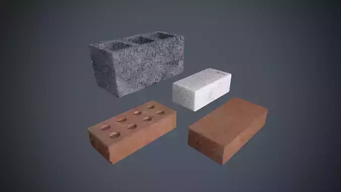 Brick modular kit Lowpoly pack of bricks blocks