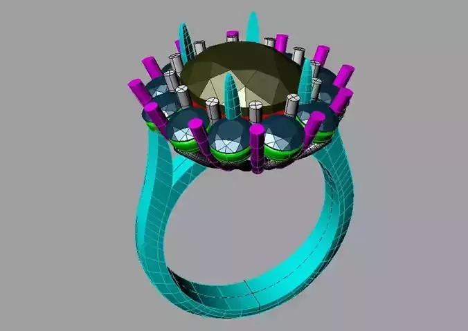 Anello con Pietra Ovale Women ring with gems oval nc110422 3D print model