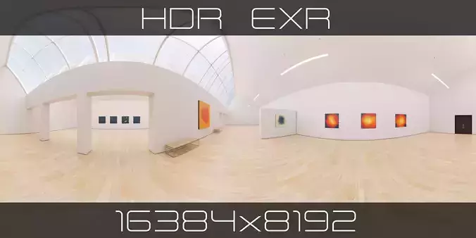 HDRI - Art Museum Gallery Interior 23 v2 - 16384x8192 Texture