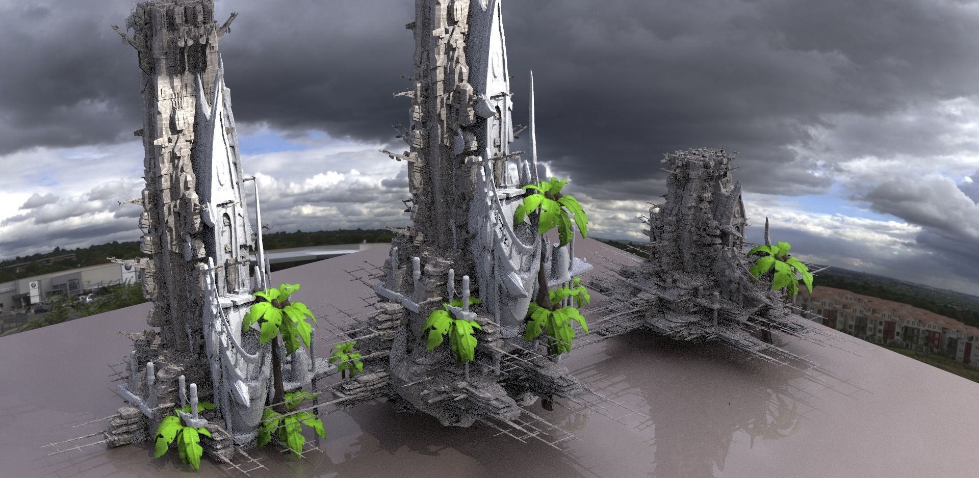 Tribal Island beach Resort Sci fi Abode Kit bash 5  3D model_1