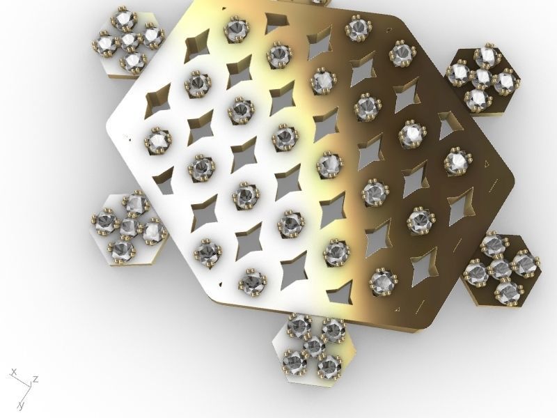 hexagon tortoise pendant stl verified  3D print model_4