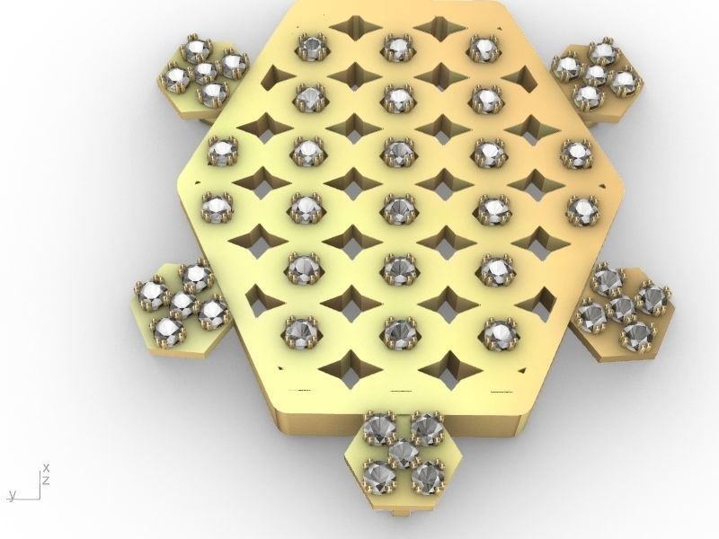 hexagon tortoise pendant stl verified  3D print model_3