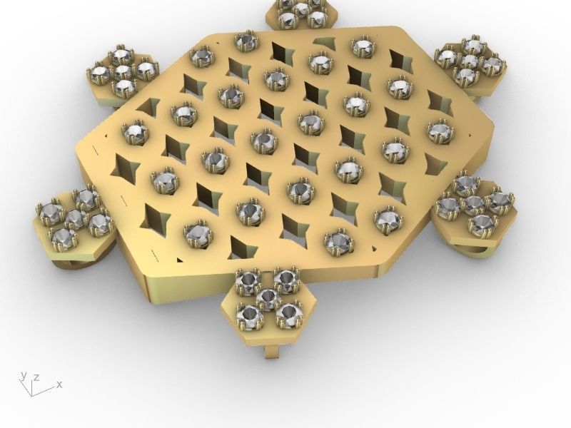 hexagon tortoise pendant stl verified  3D print model_2