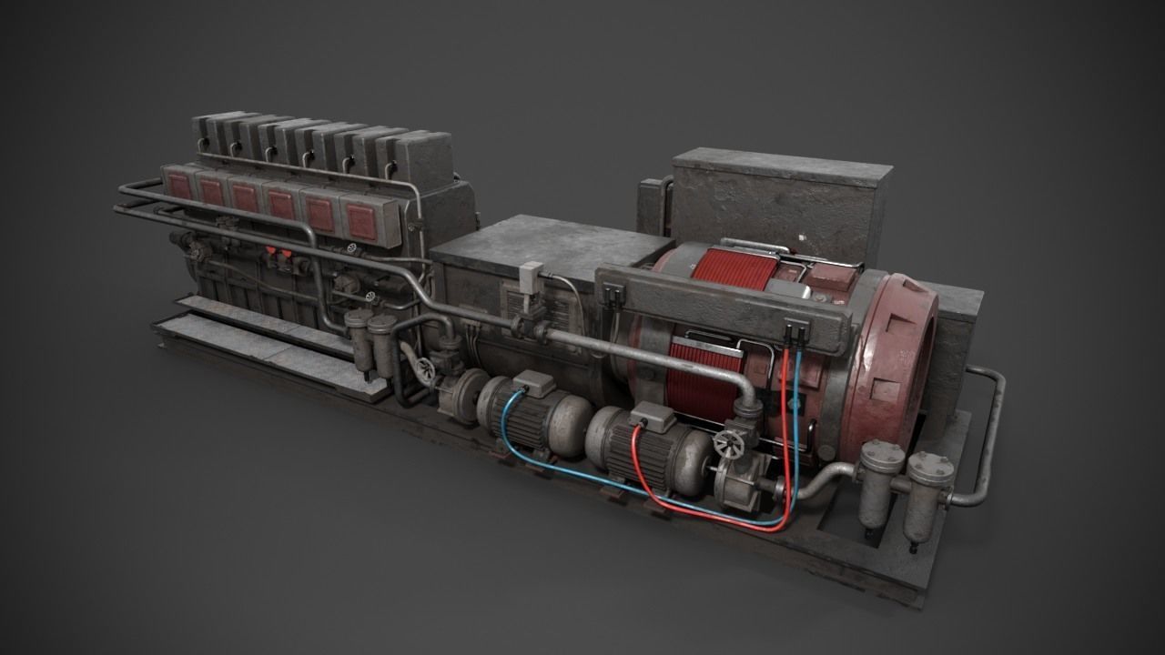 Diesel-generator steam engine 3D model_4