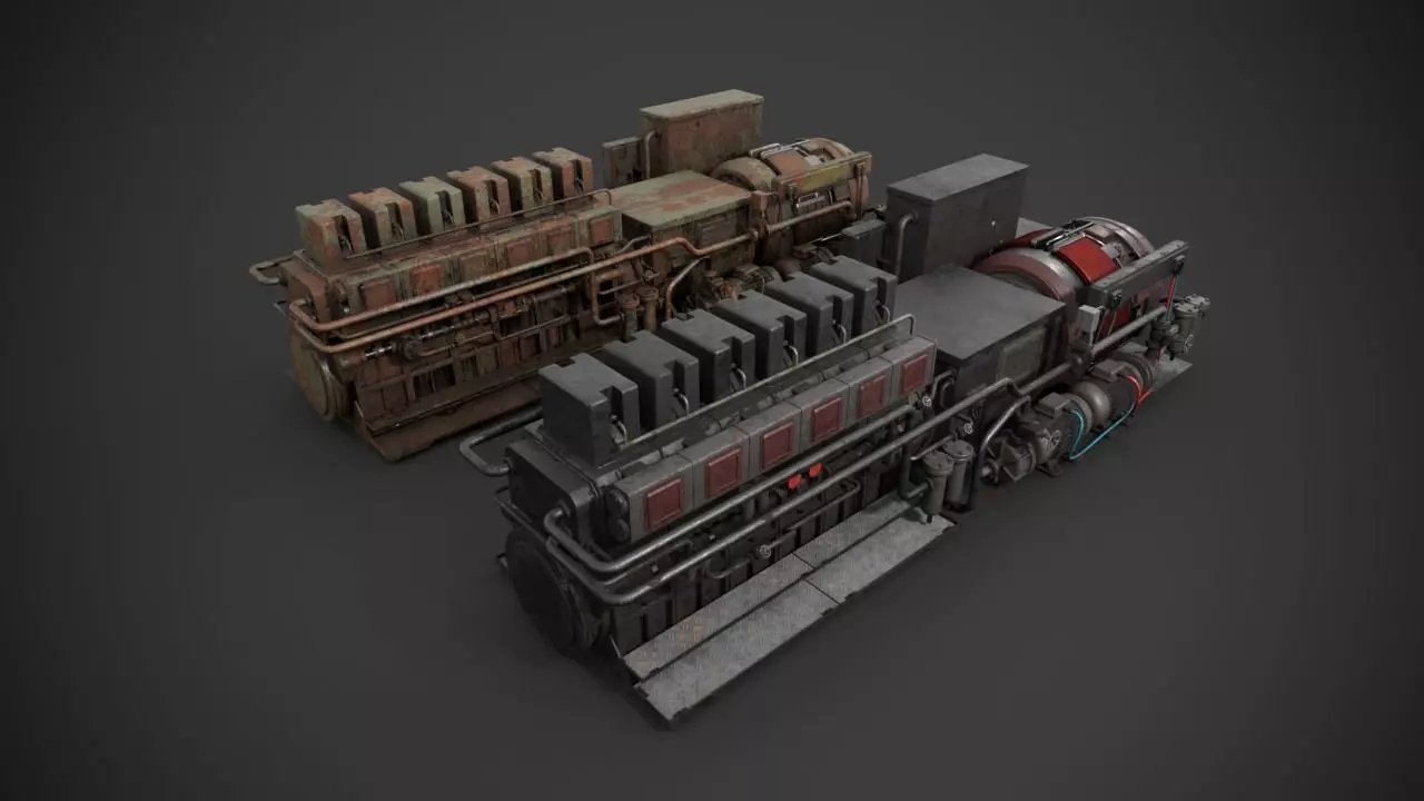 Diesel-generator steam engine 3D model_0