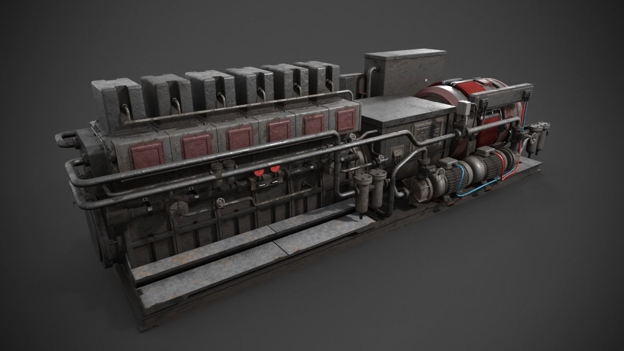 Diesel-generator steam engine 3D model_3