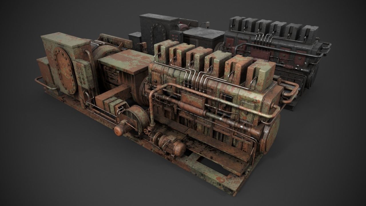 Diesel-generator steam engine 3D model_2