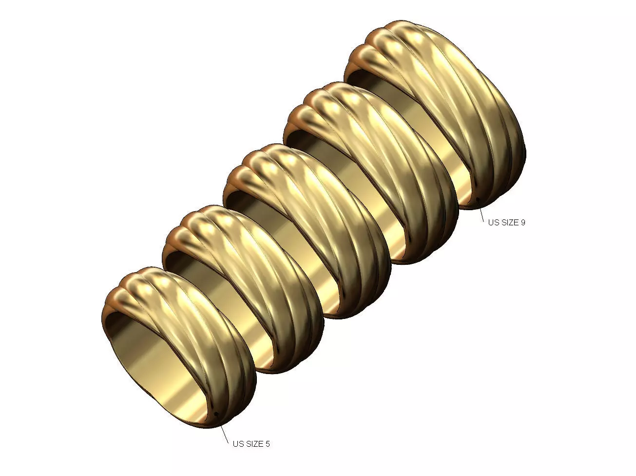 Chunky overlapping rings fashion band US sizes 5to9 3D print model