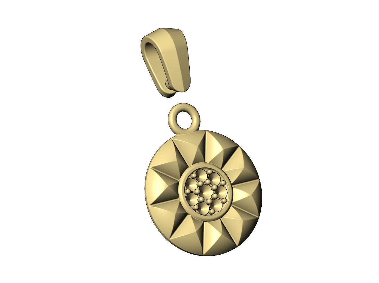 Diamond cluster stud halo pendant with bail 3D print model_5